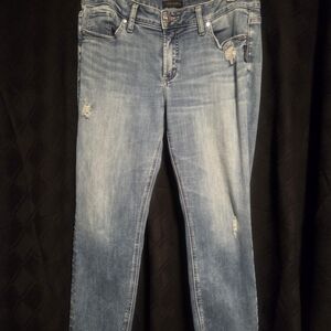 Silver Jeans Women's Skinny Light Blue Distressed Jeans